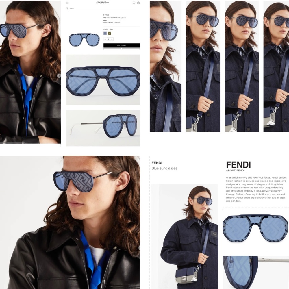 FENDI’S ICONIC “FF” BLUE MIRROR MONOGRAM PATTERN AVIATOR SUNGLASSES
